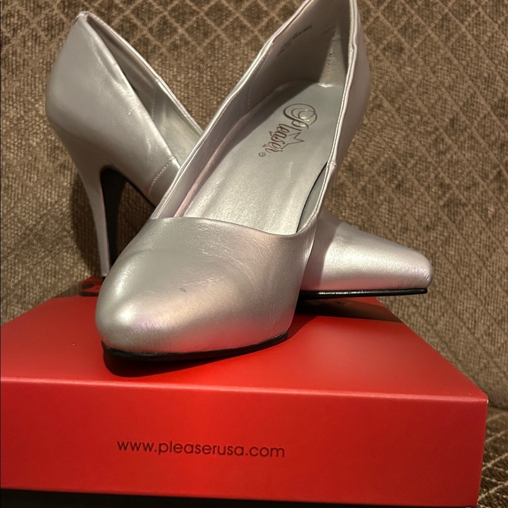 Pleaser size 10 NIB Silver Heels